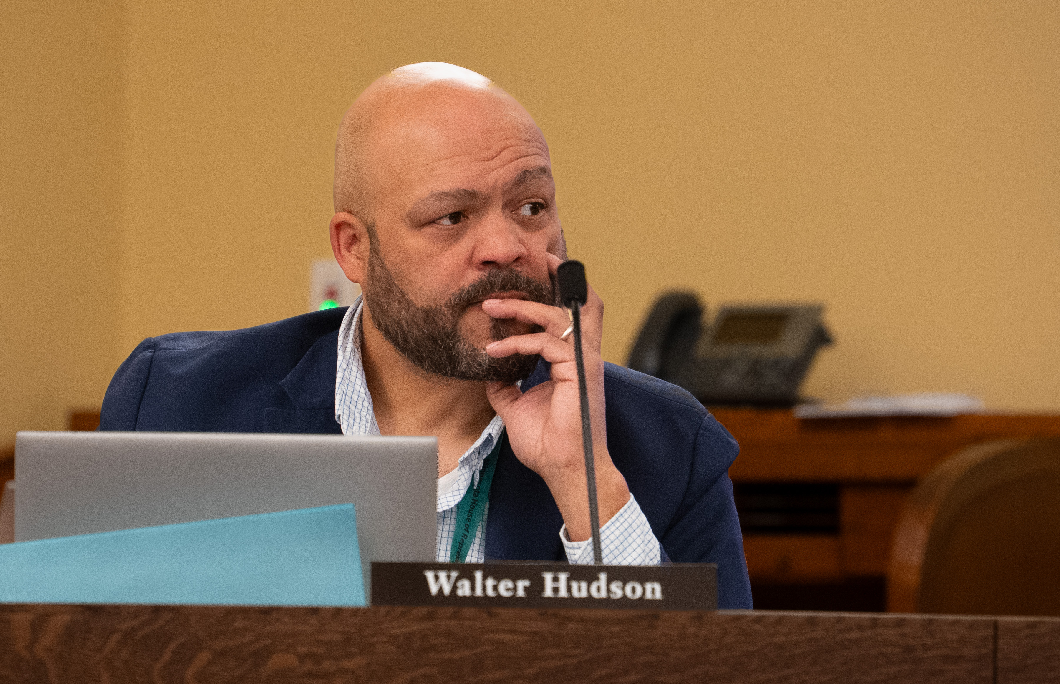 Rep. Walter Hudson, R-Albertville, authored a bill to require disclosure of fraud investigations. Feb. 24, 2026 Karina Kafka/Report for Minnesota